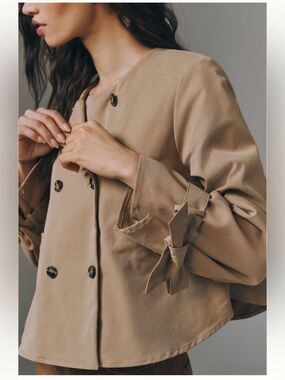Maeve Double Breasted Crop Trench Coat